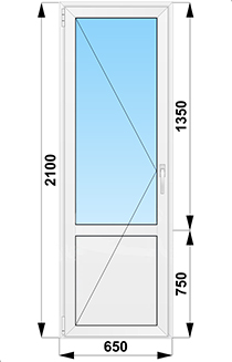 Балконная дверь поворотная с глухим низом 650x2100